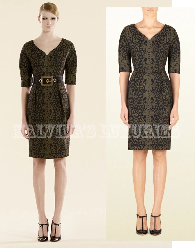 ROBE GUCCI NOIRE ET VERTE DENTELLE JACQUARD DÉCOLLETÉ CHÉRIE 1 IT 38 US 2