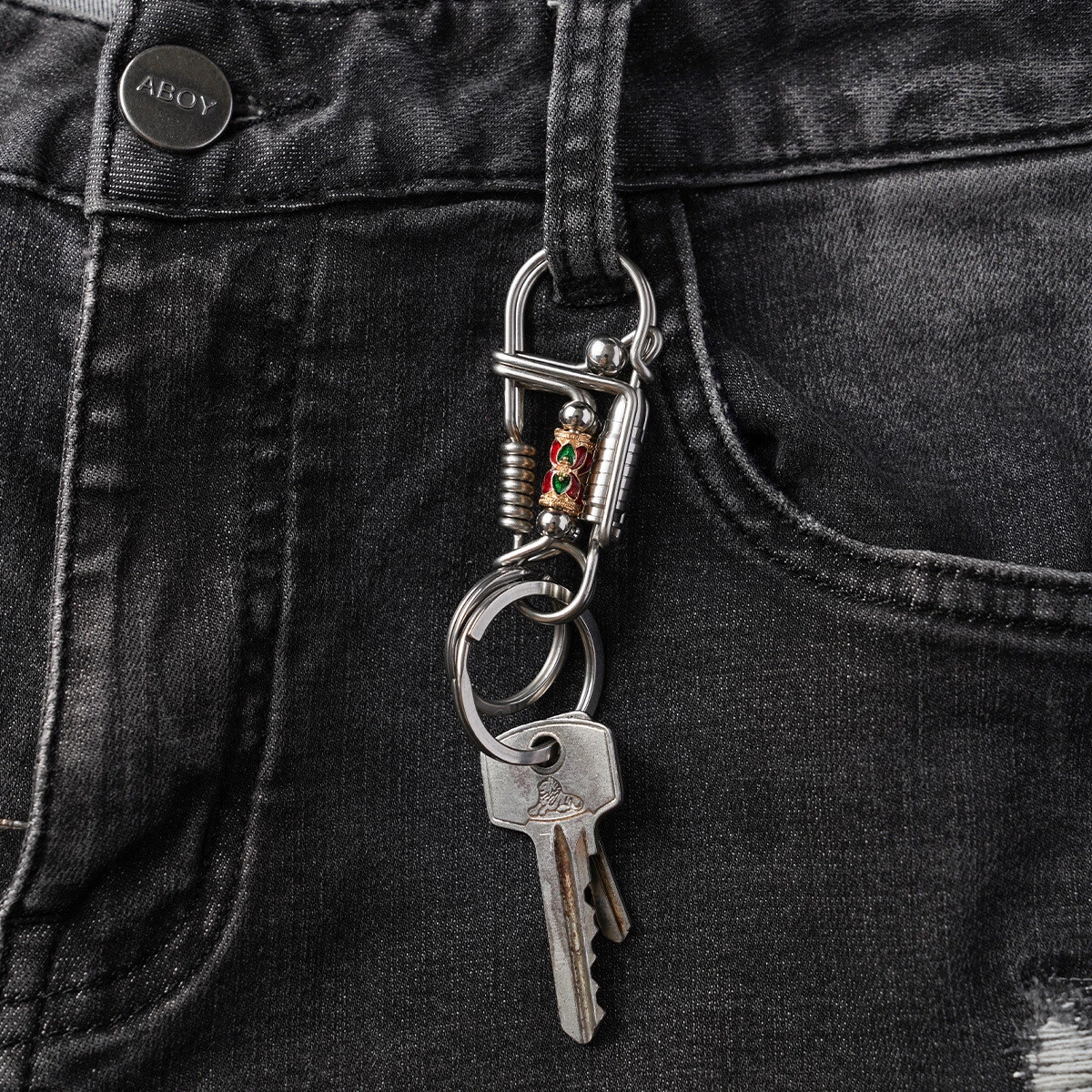 Stainless Steel Handmade Keychains Keyrings Pants Belt Clip Key Chain Key Holder