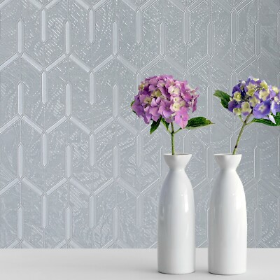 Gray silver metallic faux carbon textured Wallpaper Modern Geometric lines 3D