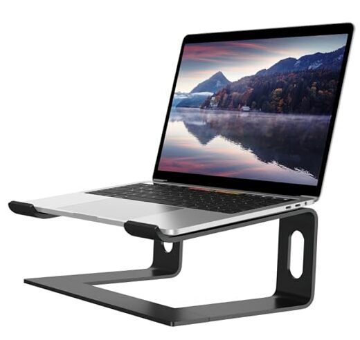 Laptop Stand for Desk, Aluminum Computer Riser, Ergonomic Notebook A-Black