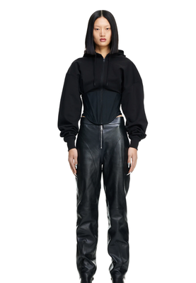 H&M x MUGLER XXS Black Corset-Waist Zip-Through Hoodie Very Rare 
