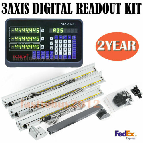 3Axis Digital Readout DRO Display+3pc TTL Linear Glass Scale 5µm CNC Mill Lathe - Afbeelding 1 van 12