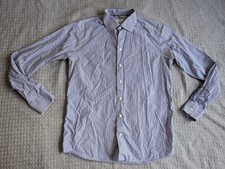 ETON Shirt Men 16 Blue White Striped Slim Fit Button Up Long Sleeve Cotton