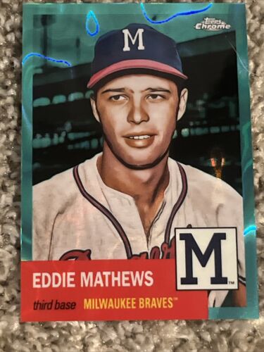 2022 Topps Chrome Platinum #495 Eddie Mathews Aqua Lava Refractor #/299