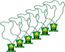 6 x St. Patrick's Hat Pendant with Bead Necklace irish Fancy Dress Party Costume