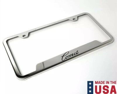 Chrome License Plate Frame For Mercury Comet - Laser Engraved Script 