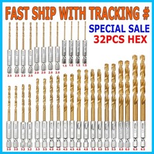 32PCS Drill Bit Set Titanium Coated HSS High Speed Steel Hex Shank Quick Change