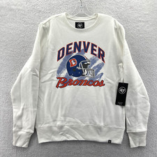 Denver Broncos Crewneck Medium Mens White Sweatshirt NFL Football Sports Splash