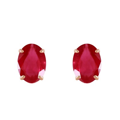14K. SOLID GOLD STUD EARRING WITH NATURAL RUBIES (Yellow Gold)