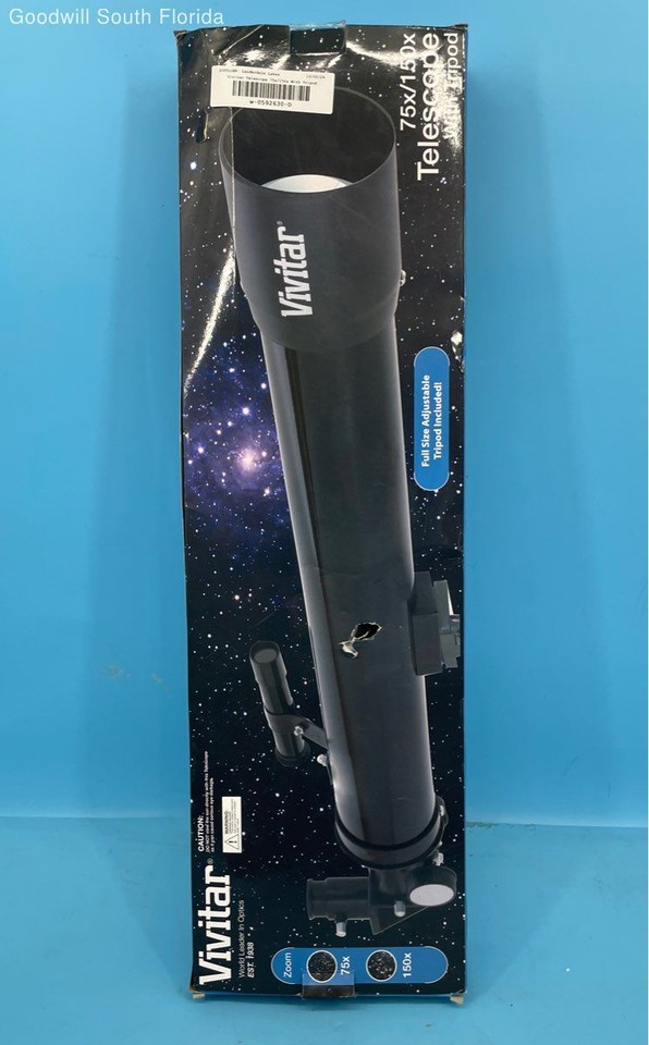 Vivitar Black 75x/150x Zoom Refractor Telescope With Adjustable Tripod