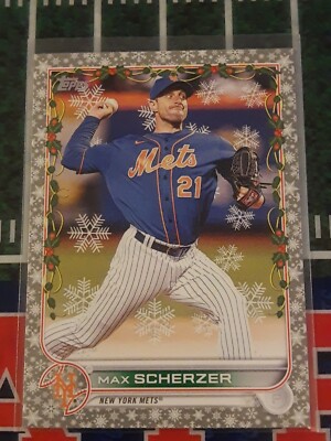 2022 Topps Holiday #HW161 Max Scherzer Metallic Snowflake Parallel New York Mets