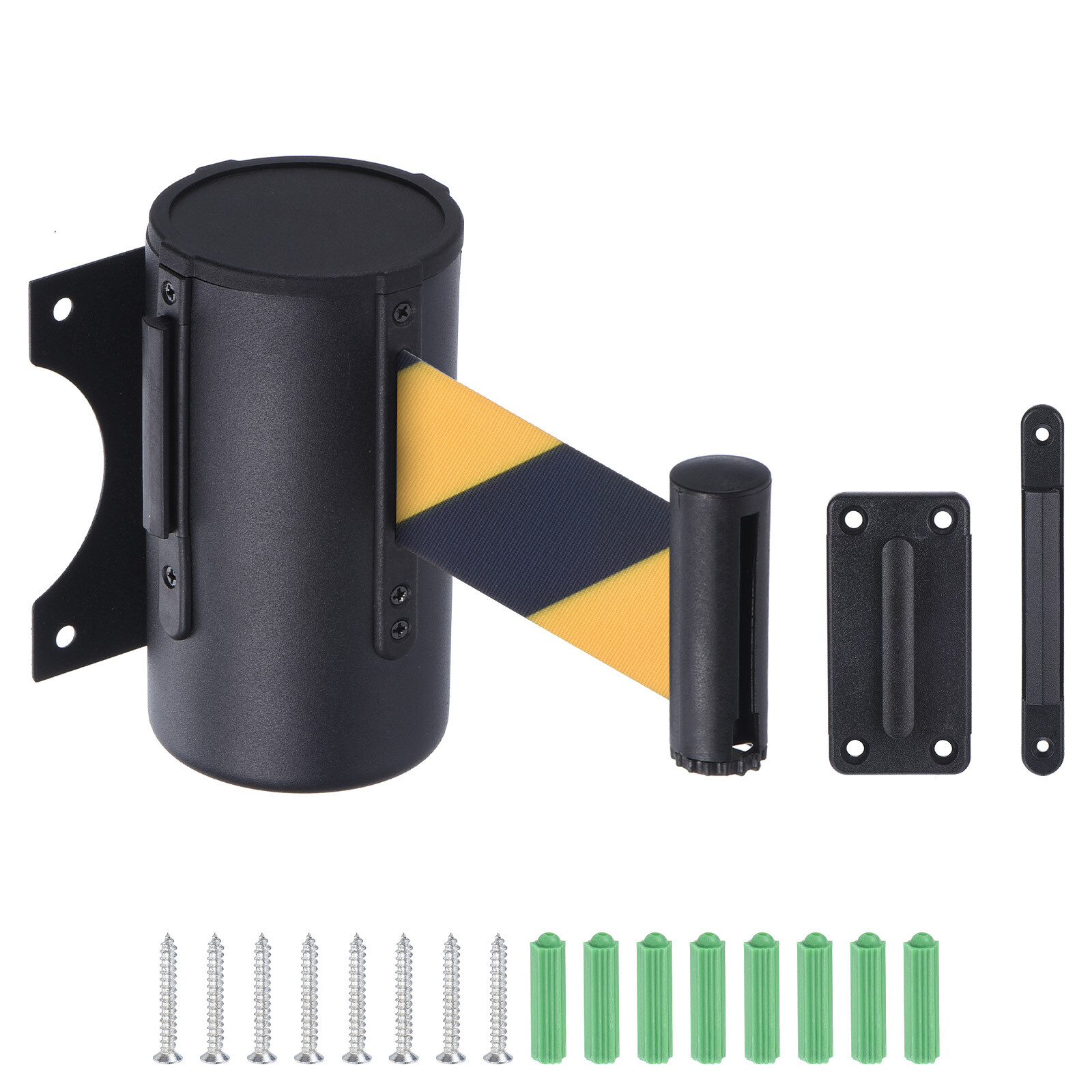 Feste Wandhalterung ausziehbares Absperrband, 16,4 Fuß Schwarz/Gelbes Band