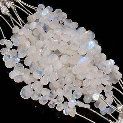 Rainbow Moonstone Gemstone Paer Shape Smooth Beads 7X5 15X10mm Strand 5'' EUC257