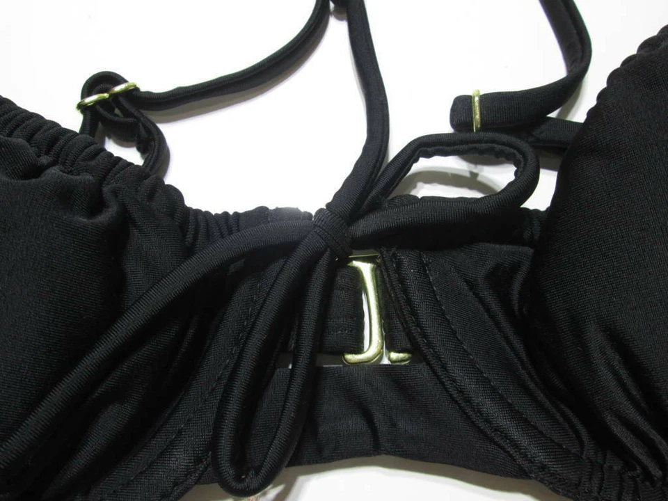 Nuevo con etiquetas Xhilaration Mujer Talla S Bikini Top Negro Traje de baño ajustable Foto 3 de 4