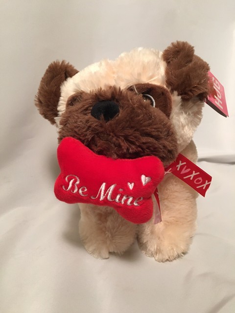 HUG me Dog With Red Bone Be Mine Stuffed Animal Soft Cozy 11