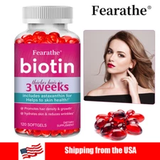 Thicker Hair In 3 Weeks Biotin Astaxanthin Promotes Hair Growth 120 Pills Vegan