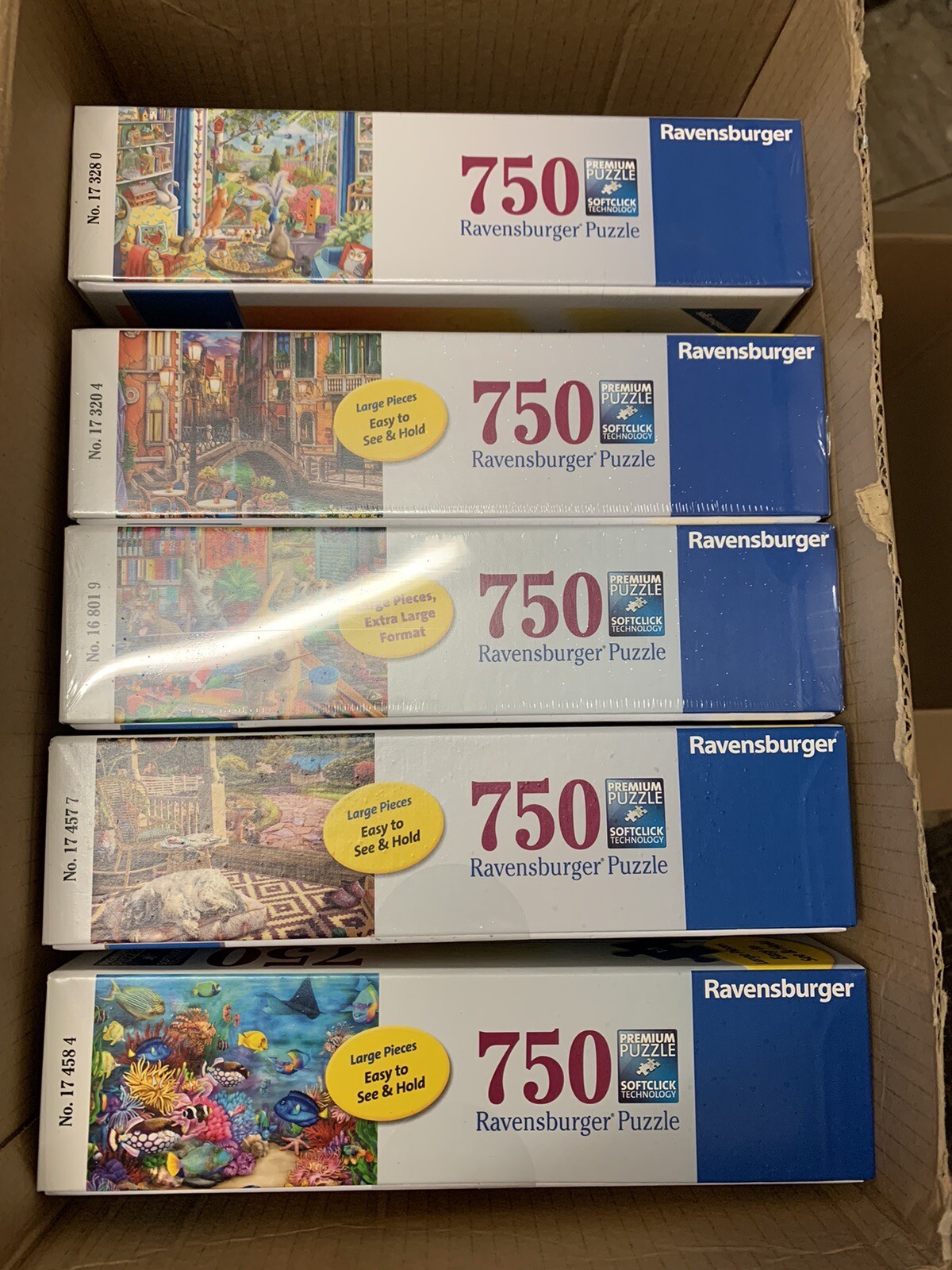 Brand New Job lot Of 5 X 750 Large Piece Ravensburger XL jigsaw puzzles