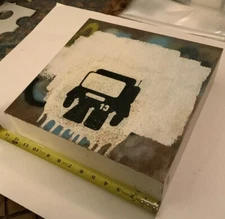 Original Metal On Wood Robot Painting, Graffiti Modern Pop Art, 12x12, Upcycled