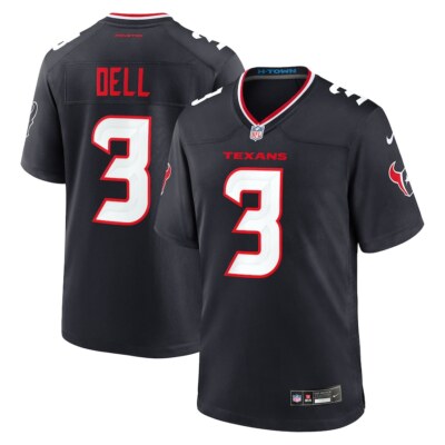 Houston Texans Tank Dell #3 Nike Men's Navy 2025 Official NFL Game Jersey 