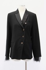 NWT 4695 Brunello Cucinelli Detachable Ostrich Feather Sleeve Tux Jacket44L A181