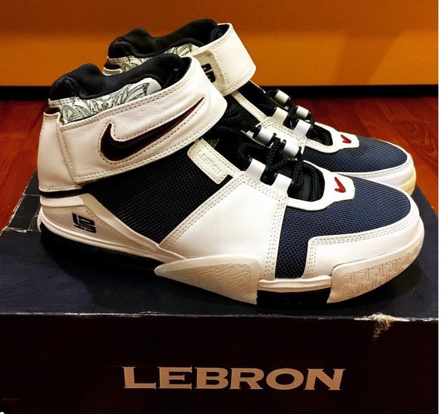 NIKE ZOOM LEBRON II 2 White Navy | 2004 Basketball Shoes Size 9.5 | eBay