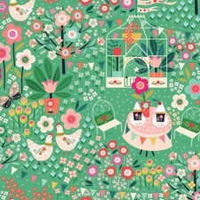 Fat Quarter Dashwood Studios Strawberry Tea Hen Floral Garden 100%