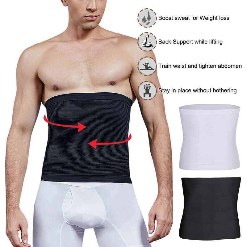 Men's Waist Trainer Tummy Tuck Belt Body Shaper Fat Burner Sauna Girdle Belly US