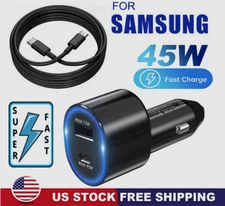 Original 45W Fast Car Charger+Type-C Cable For Samsung S25 S24 23 22 21 20 Ultra