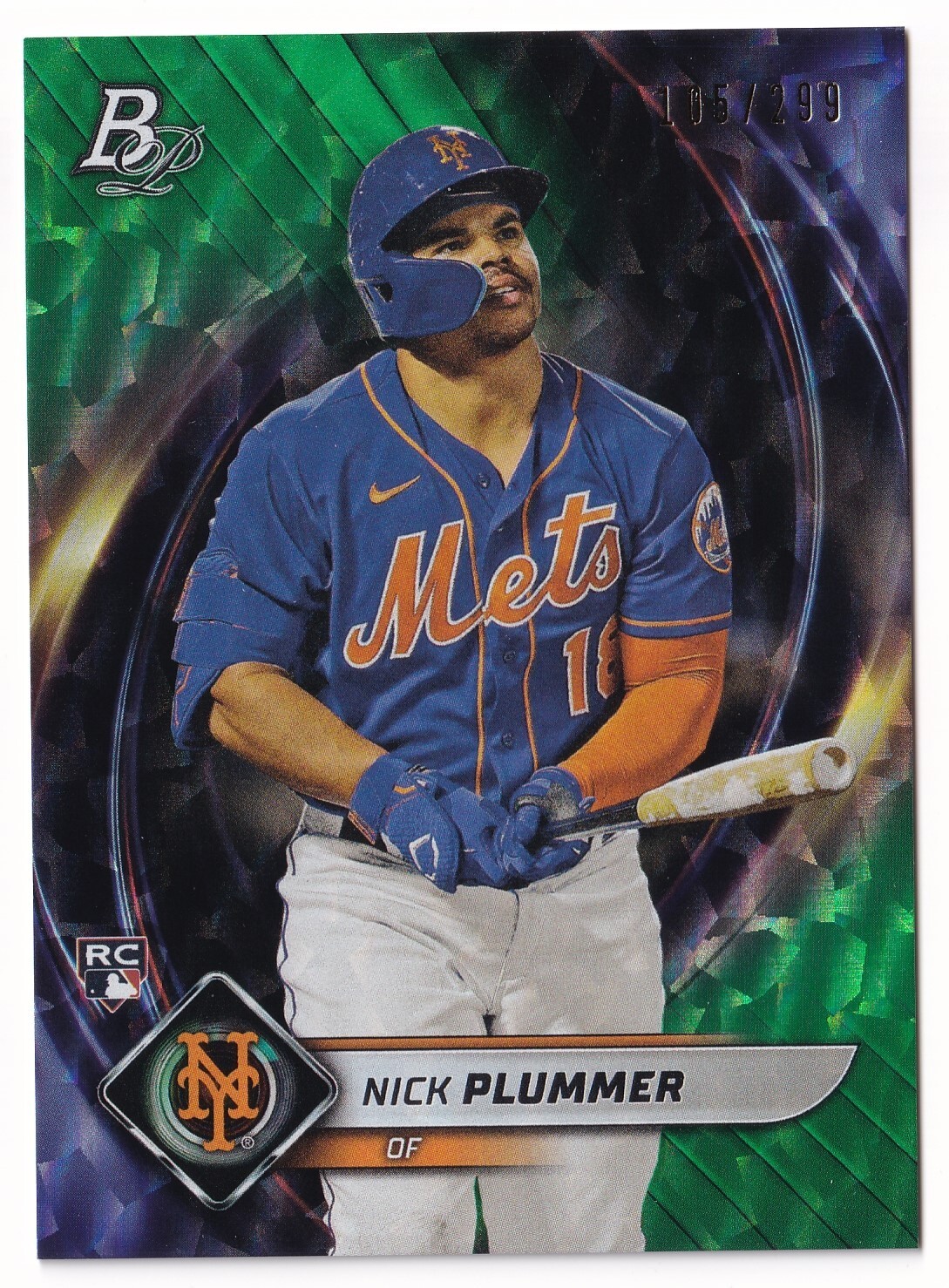 2022 Bowman Platinum Emerald Ice Foilboard #72 Nick Plummer SN105/ 299