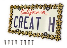 Creathome 3d Shining Daisy Wrenth License Plate Frame From Pure Zinc Alloy Metal