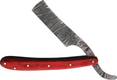 Marbles Razor Pocket Knife Red Pakkawood Folding Damascus Blade