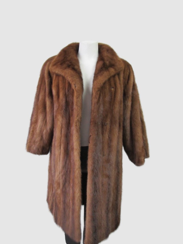 Women's Sz 8 Dark Pastel Mink Fur Coat MINT Woman American Legend