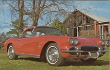 1962 Roman Red Corvette Postcard Roaring 20 Autos Wall NJ