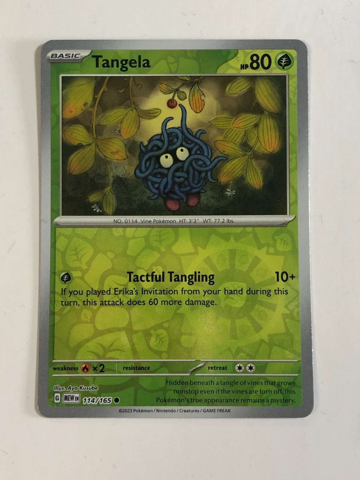 Pokemon TCG 151 Reverse Holographic Tangela 114/165 Near Mint