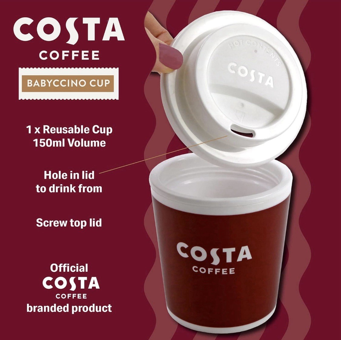 Costa Coffee Babyccino Kids Travel Mug Small Costa Travel Cup