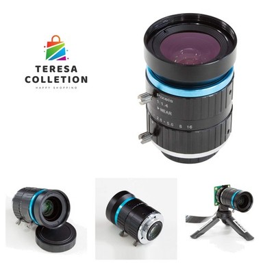 C-Mount Lens for 12MP Raspberry Pi HQ Camera, 16mm Focal Length with C-CS Ada...
