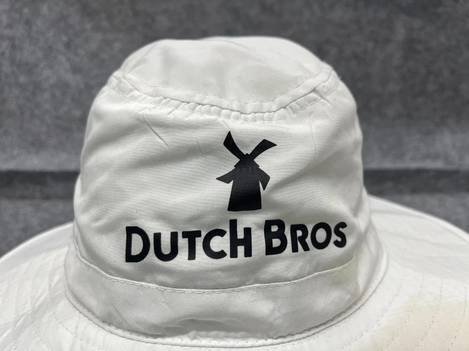 Sombrero cubo café Dutch Bros adulto extra grande blanco 100 % poliéster campamento al aire libre Foto 2 de 4