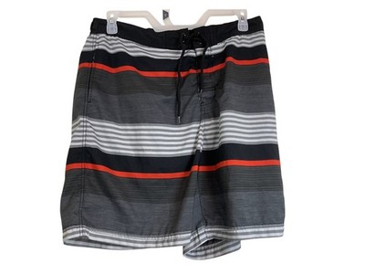 Amplify Swim Trunks Men s XL Gray Black Red Striped Board Shorts Beach Surf