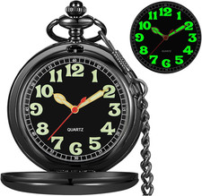 Smooth Pocket Watches Quartz Arabic Numerals Men Pocket Watch with Chain Box
