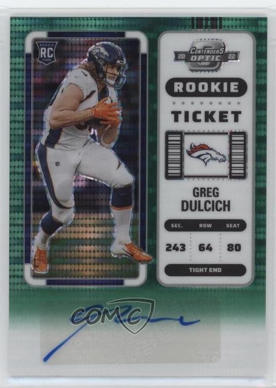 Greg Dulcich Panini Contenders Optic #166 Autograph-Green Pulsar
