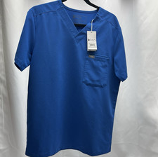 Figs Chisec Royal Blue Three-Pocket Scrub Top NEW Unisex V Neck Small