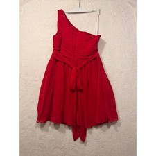 Azazie Red One Shoulder Pleated Chiffon Cocktail Dress A18 Formal Bridesmaid