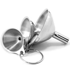 Stainless Steel Mini Kitchen Funnel Set, 3 Pack Durable Metal Filling Funnels...