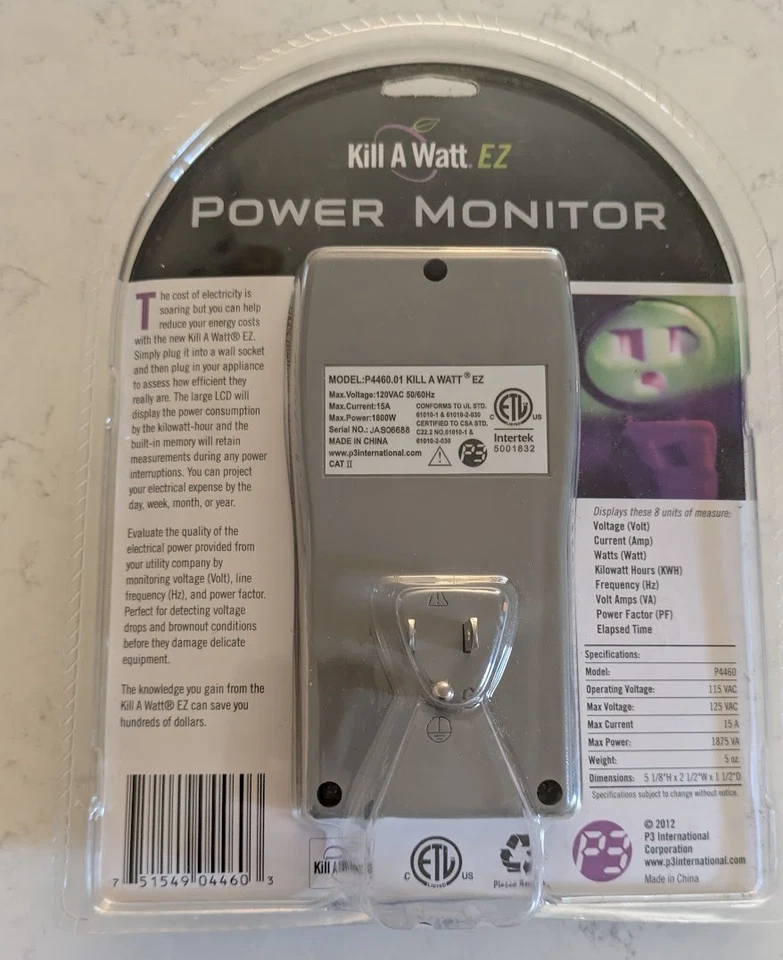 Kill A Watt EZ P3 Power AC Electricity Usage Monitor Analyzer Meter New - Image 2 of 2