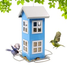 Goodeco Mangeoire à Oiseaux de Jardin en Métal - Mangeoires pour Extérieur Bleu 