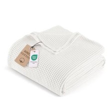 100 Cotton Waffle Throw Blanket for Couch, 50"X70" Throw 50"x70" White