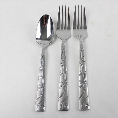 Set Aus 3 Oneida Twist Edelstahl: 2 Dinnergabeln & 1 Ovale Suppenlöffel