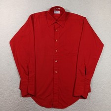 Vintage 70s Belgrave Square Shirt Mens 15 Red Dacron Sanforized French Cuff