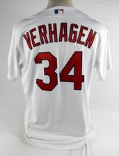 2022 St. Louis Cardinals Drew VerHagen #34 Game Issued White Jersey Cardenales 5