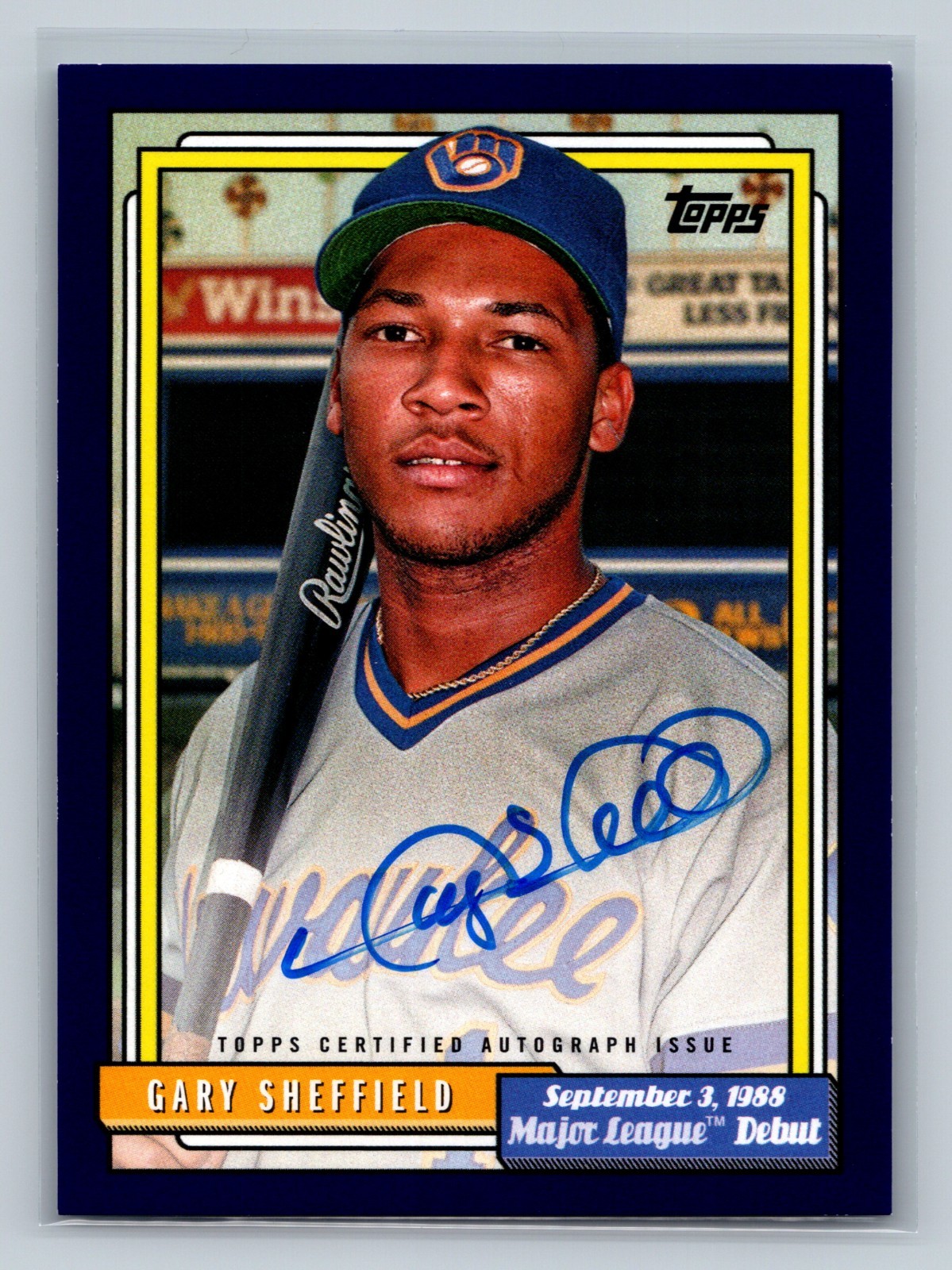 Gary Sheffield 2022 Topps Archives 1992 MLB Debut Purple Auto /150 #72DB-GS